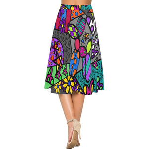 Patchwork Pup - Mid Length Pleated Skirt