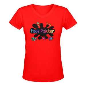 Red face Painting T-Shirt V-Neck