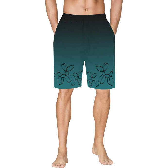 Basketball shorts for balloon twisters Tropical teal with balloon dogs