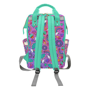 Face Painting Backpack with Rainbows and Cartoon Desserts