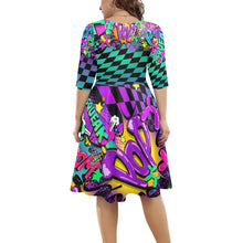 Load image into Gallery viewer, Balloon Artist dress teal, purple and pink with balloon dogs