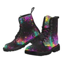 Load image into Gallery viewer, Paint splatter combat boots for entertainers