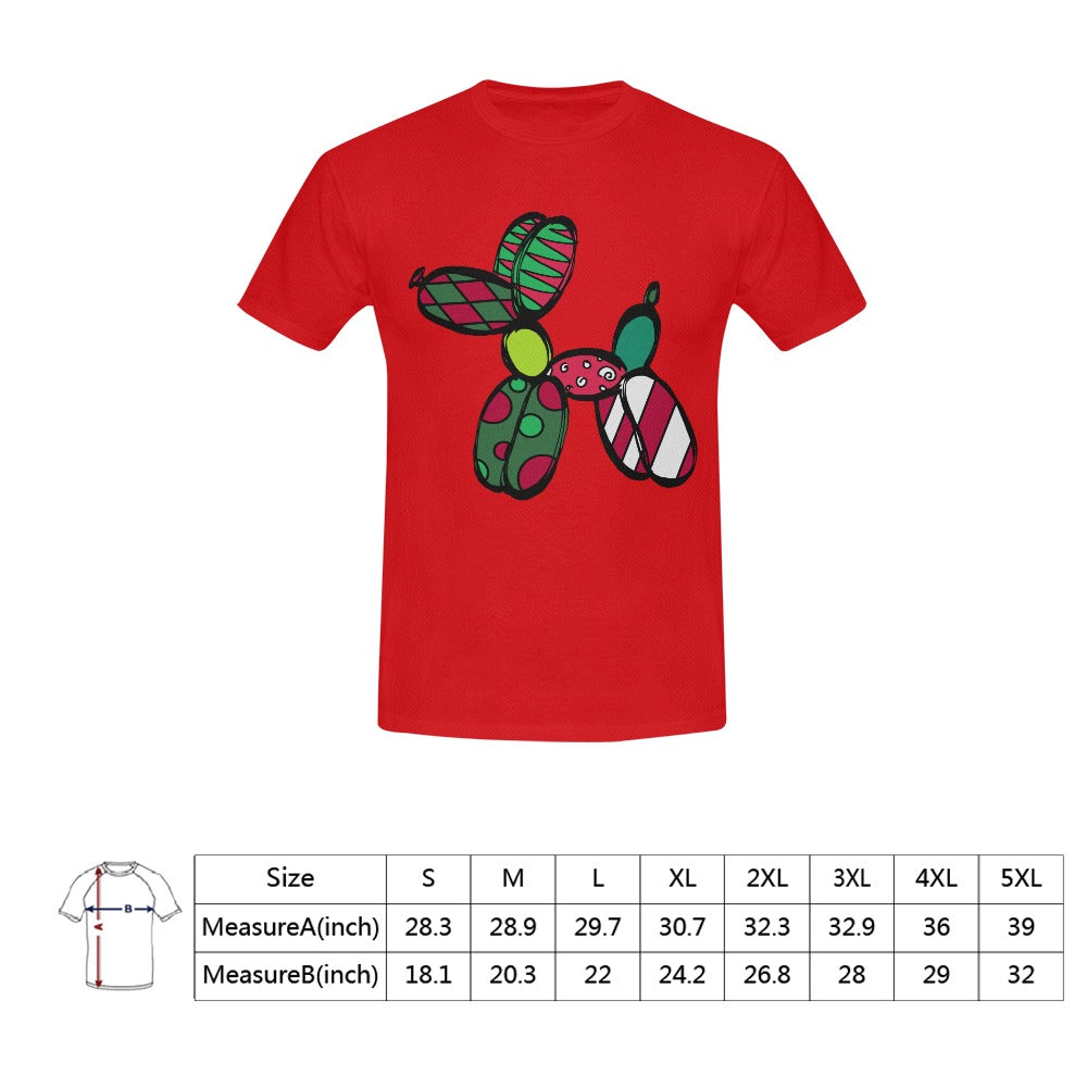 Christmas Dog on Red - Classic Men's T-Shirt