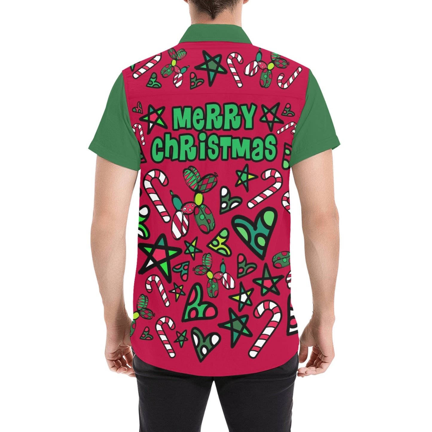 Christmas Jumble Green Sleves - Nate Short Sleeve Shirt (Small-5XL)