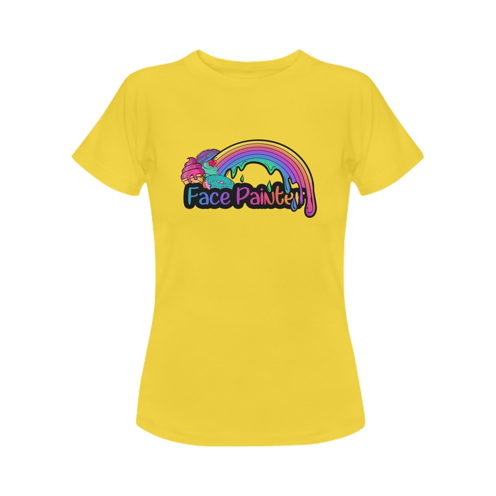 Yellow Face Painter T-Shirt with Rainbow Desserts Colourcore