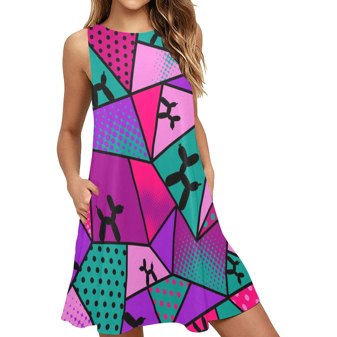 Balloon Twister Dress Flared Shift Razzamatazz
