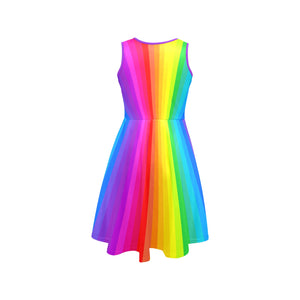 Balloon Twisting and Face Painting Dress with rainbow design no sleeves