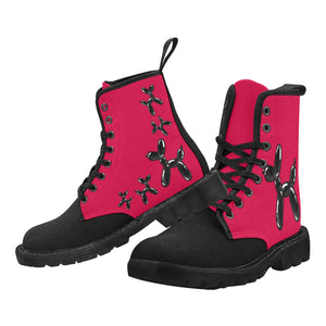 Red balloon Dog Boots with black toe
