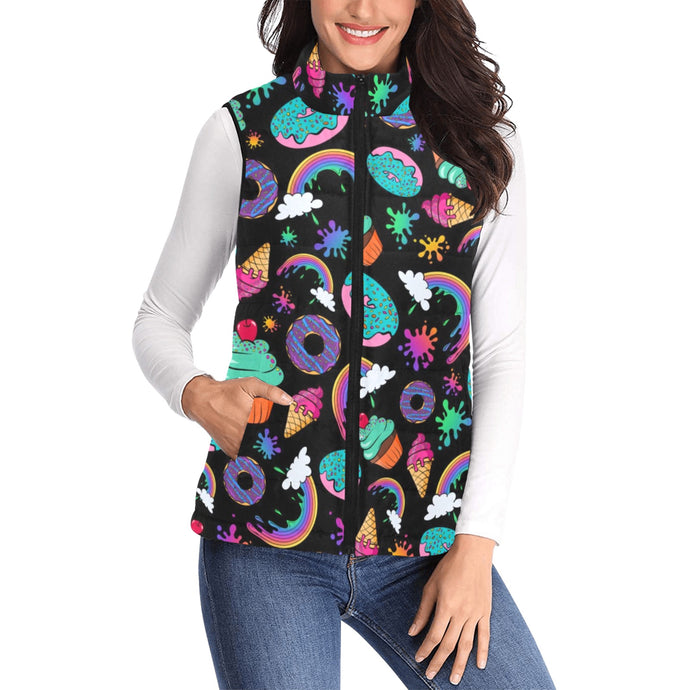 Colourcore vest with fun cartoon rainbow and desserts design