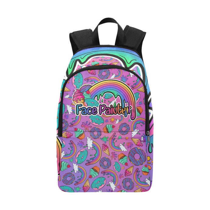 Face painter backpack with rainbows 