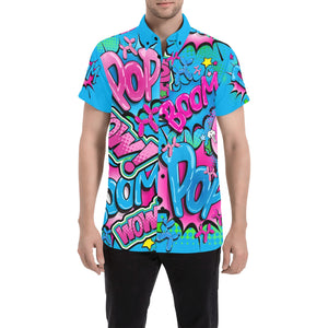 Blue and Pink Balloon Twisting Shirt Pop Art Design