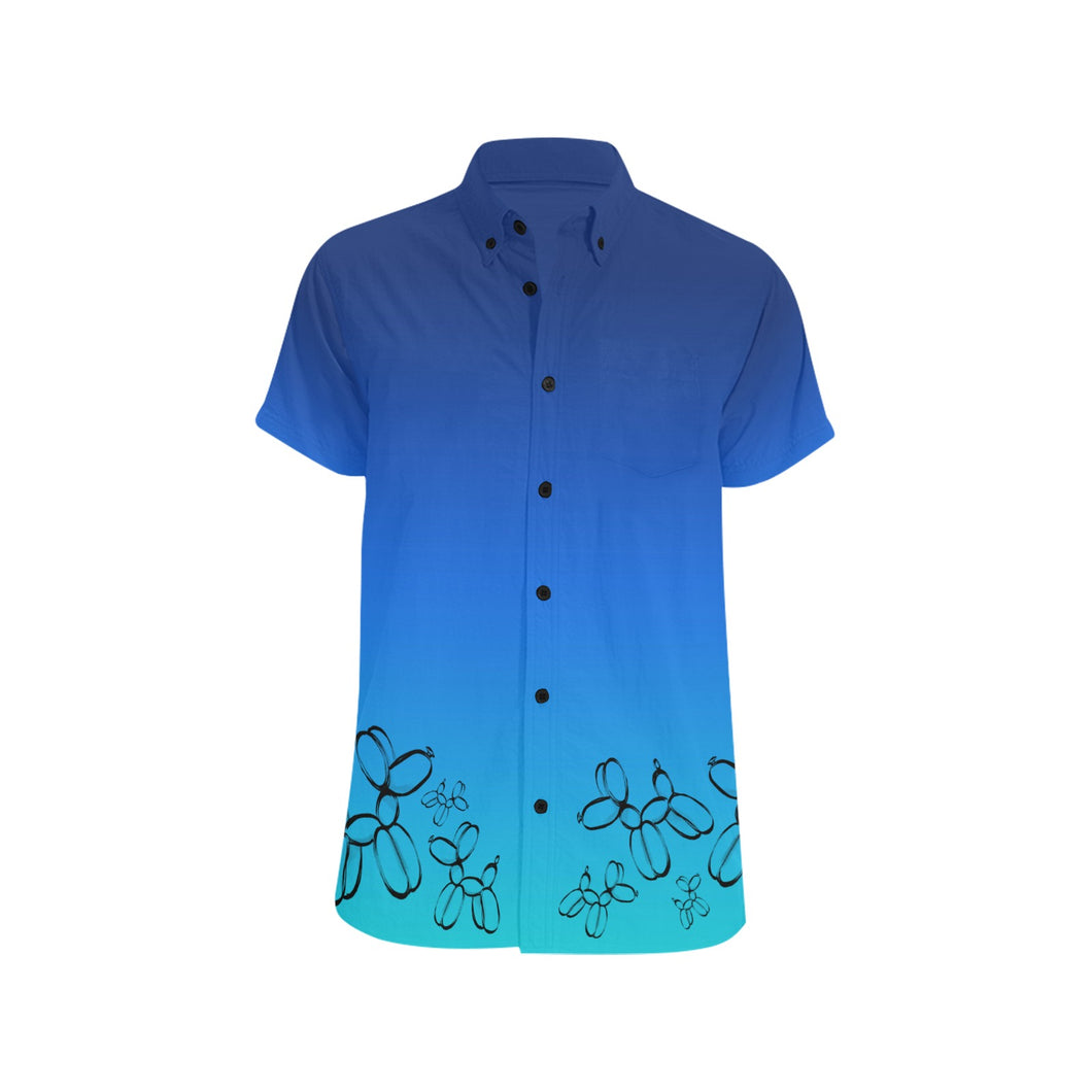 Blue shirt with balloon dogs