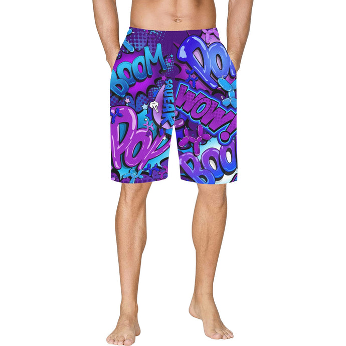 Purple and Blue basketball shorts for balloon twisters and entertainers