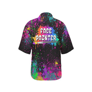 Paint Splatter Hawaiian Shirt with Face Painter Text on back
