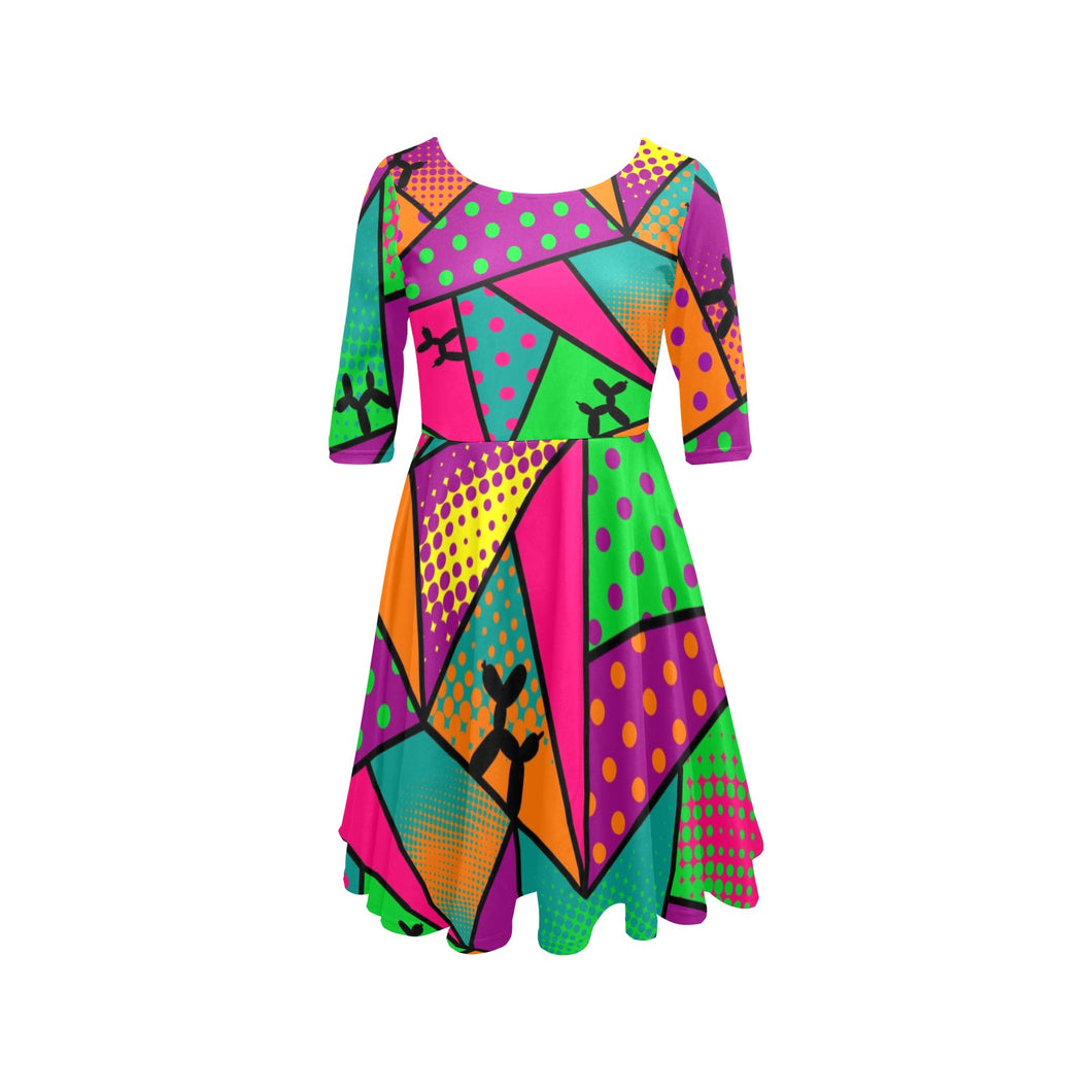 Bright and fun dress for balloon twisters, face painters, clowns, and entertainers