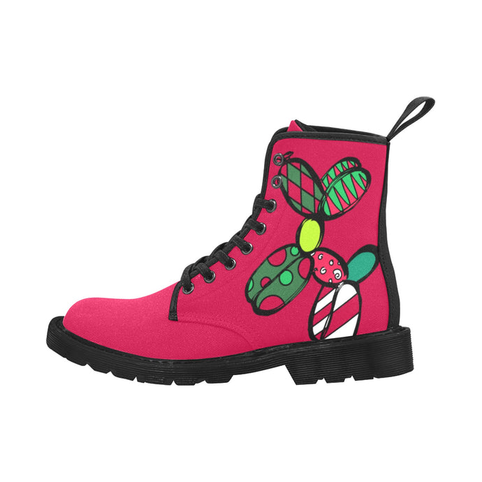 Patchwork on Red - Women's Ollie Combat Boots