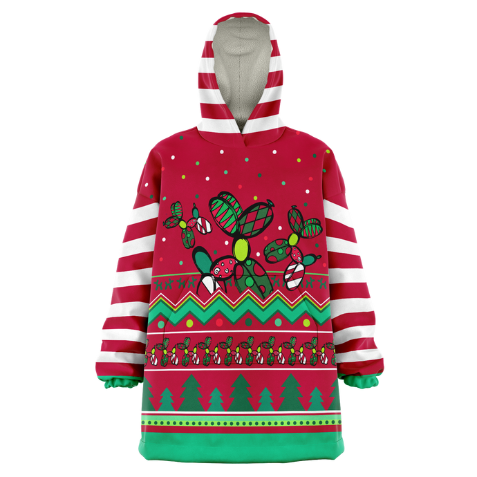 Ugly Christmas Snuggle Hoodie Blanket Balloon Dog Apparel