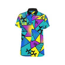 Load image into Gallery viewer, Balloon Twisting Shirt blue yellow and purple with balloon dogs