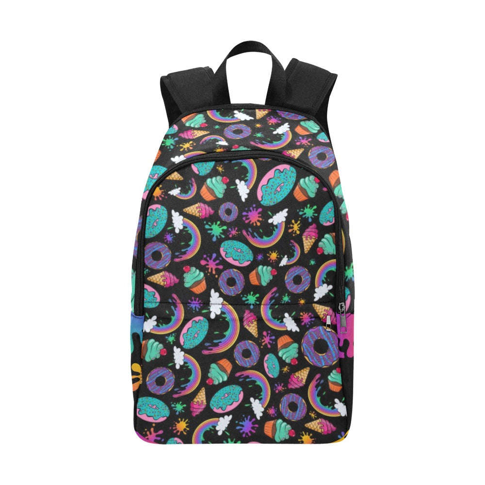 Face Painter Backpack with Cartoon Rainbows and Desserts