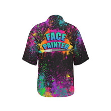 Load image into Gallery viewer, Black Hawaiian Shirt with paint splatter for professional Face painters
