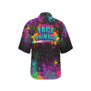 Black Hawaiian Shirt with paint splatter for professional Face painters