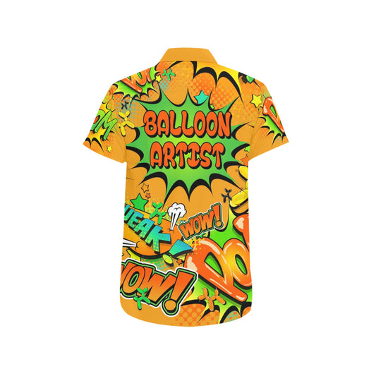 Orange and Green balloon twisting shirt with "Balloon Artist" on Back