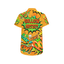 Load image into Gallery viewer, Orange and Green balloon twisting shirt with &quot;Balloon Artist&quot; on Back
