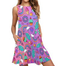Load image into Gallery viewer, Colourful Shift Dress with Pockets for face painters and entertainers