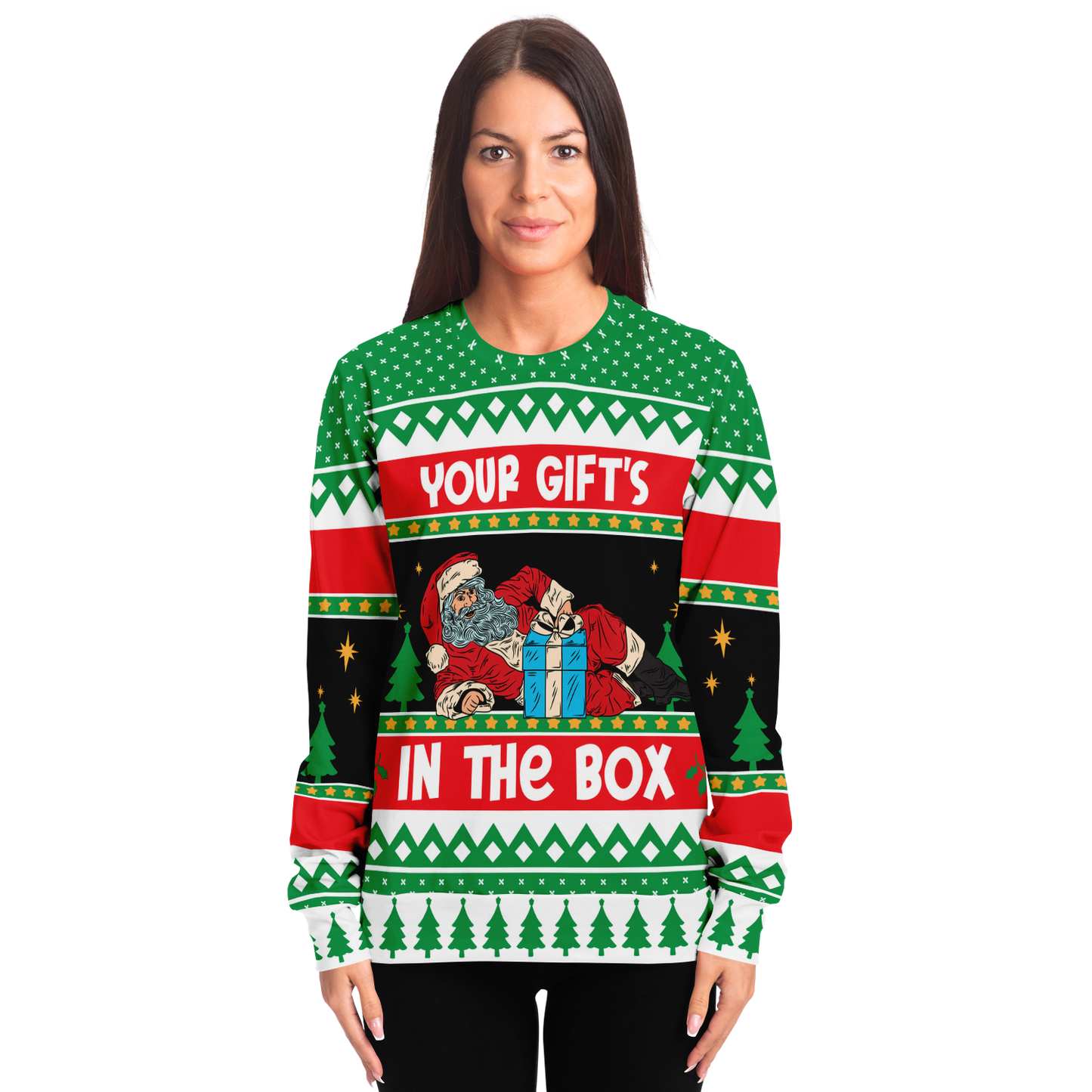 Ladies Christmas Sweater Red Green Black