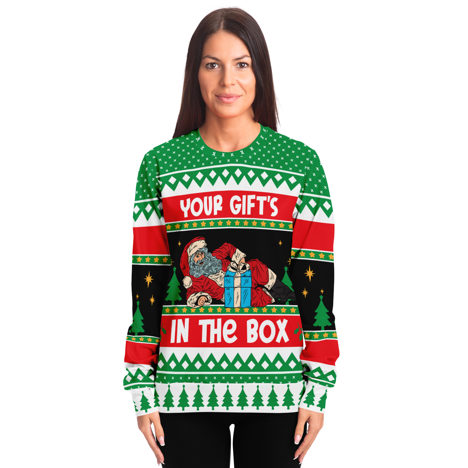 Ladies Christmas Sweater Red Green Black