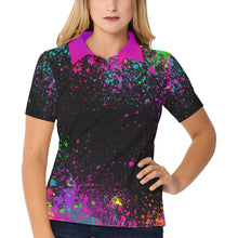 Load image into Gallery viewer, Paint Splatter design Polo shirt for Face Painters and Balloons artists