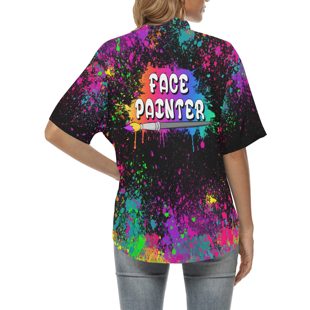 Face Painter Hawaiian Shirt with Paint Splatter
