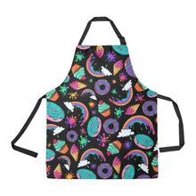 Load image into Gallery viewer, Apron for face painters. Cute rainbow and dessert design apron