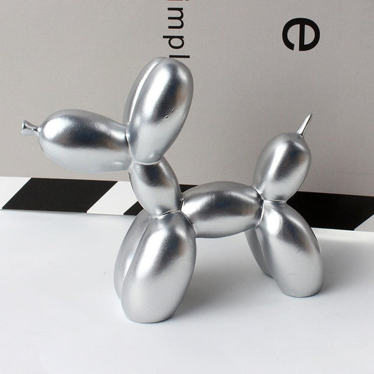 Silver Balloon Dog Statue
