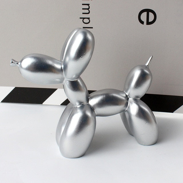 Silver Balloon Dog Statue